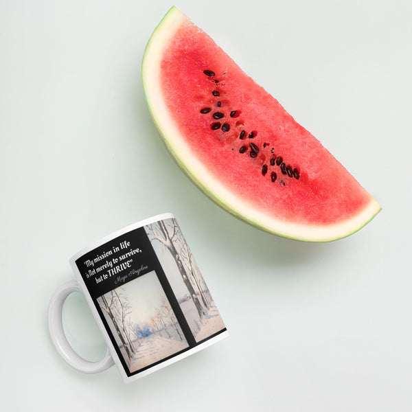 Hoodies4You "1st Winter Snow" Mug "My mission in life is not merely to survive, but to Thrive" Quote Maya Angelou
